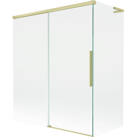 Mexen Rox L posuvná dvoukřídlá vana 140 + 70 x 150 cm, transparentní, zlatá kartáčovaná - 8C9L-140-070-55-00