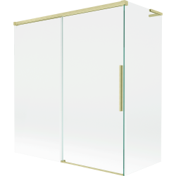 Mexen Rox L vana se 2dílnou posuvnou zástěnou 150 + 70 x 150 cm, transparentní, zlatá kartáčovaná - 8C9L-150-070-55-00