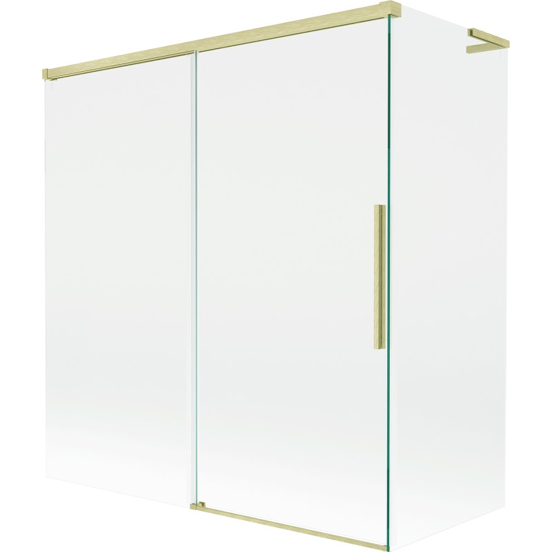 Mexen Rox L vana se 2dílnou posuvnou zástěnou 150 + 70 x 150 cm, transparentní, zlatá kartáčovaná - 8C9L-150-070-55-00
