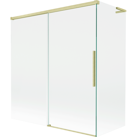 Mexen Rox L vana se 2dílnou posuvnou zástěnou 150 + 70 x 150 cm, transparentní, zlatá kartáčovaná - 8C9L-150-070-55-00