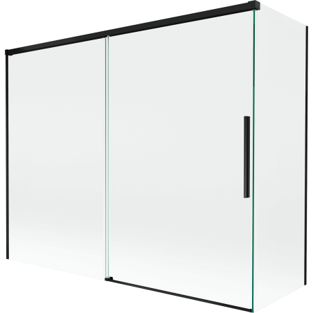 Mexen Rox paraván na vanu, 2-křídlý posuvný, 190 + 90 x 150 cm, transparentní, černý - 8C9-190-090-70-00