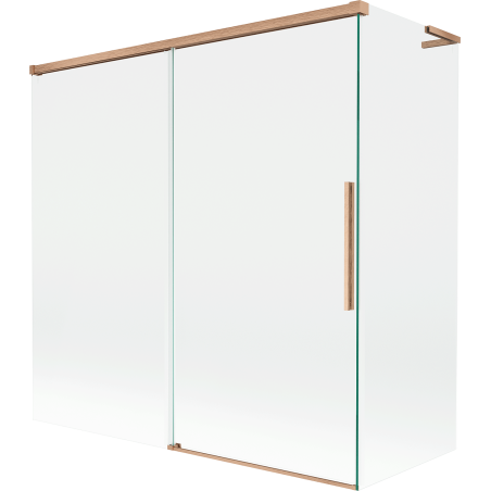 Mexen Rox L dvoudílná sprchová zástěna rozšiřitelná 160 + 70 x 150 cm, transparentní, kartáčovaná měď