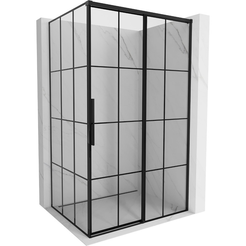 Mexen Rox sprchový kout posuvný pravý 140 x 95 cm, černá mřížka, černý - 8C2-140-095-70-77-P