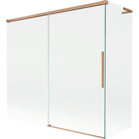 Mexen Rox L roztažná vanová zástěna dvoudílná 170 + 70 x 150 cm, čirá, kartáčovaná měď - 8C9L-170-070-65-00