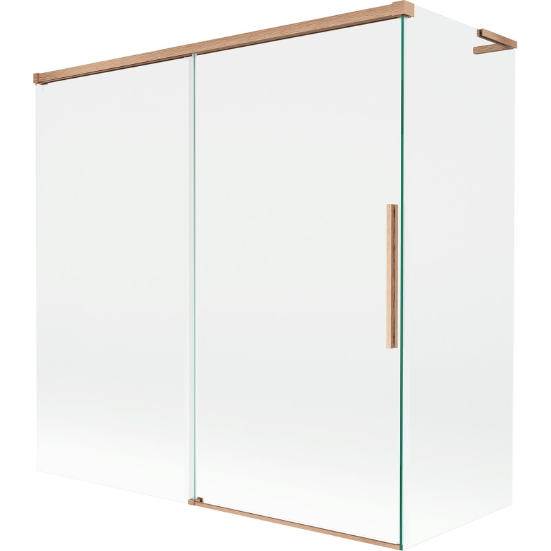 Mexen Rox L vana přepážka 2-křídlová posuvná 160 + 80 x 150 cm, transparentní, kartáčovaná měď - 8C9L-160-080-65-00