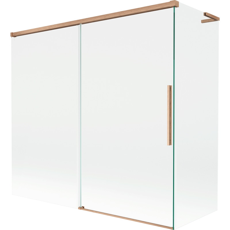 Mexen Rox L dvoukřídlá posuvná vanová zástěna 170 + 80 x 150 cm, transparentní, kartáčovaná měď