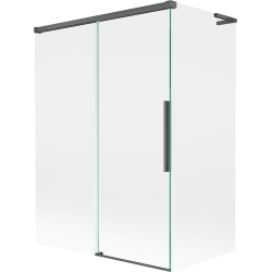 Mexen Rox L sprchová zástěna dvoukřídlová posuvná 120 + 70 x 150 cm, transparentní, kartáčovaná tmavě šedá