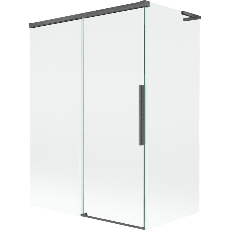 Mexen Rox L sprchová zástěna dvoukřídlová posuvná 120 + 70 x 150 cm, transparentní, kartáčovaná tmavě šedá