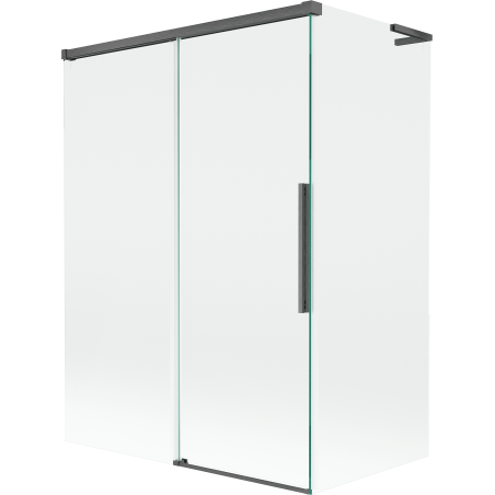 Mexen Rox L sprchová zástěna dvoukřídlová posuvná 120 + 70 x 150 cm, transparentní, kartáčovaná tmavě šedá
