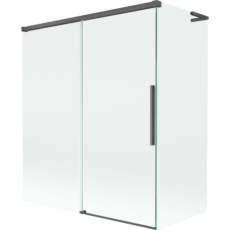 Mexen Rox L dvoukřídlová shrnovací vanová zástěna 140 + 70 x 150 cm, transparentní, kartáčovaná zbraň šedá