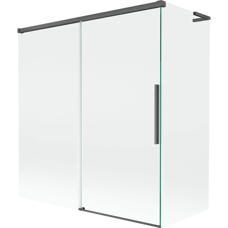 Mexen Rox L vanová paraván 2křídlý posuvný 150 + 70 x 150 cm, transparentní, kartáčovaný gun gray - 8C9L-150-070-66-00