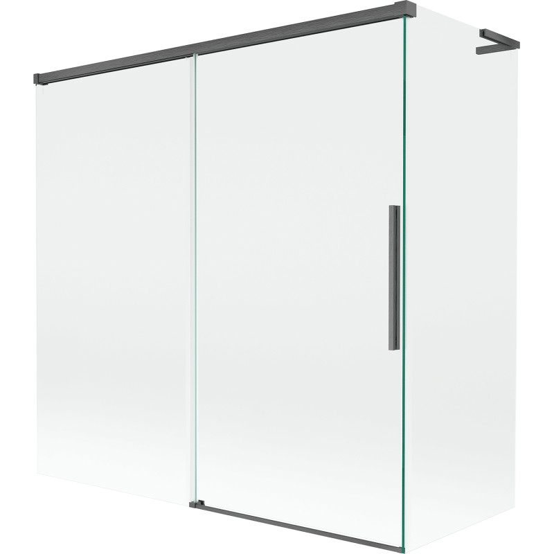 Mexen Rox L sestavitelná vanová zástěna, 2křídlá, 160 + 70 x 150 cm, transparentní, kartáčovaná gun šedá