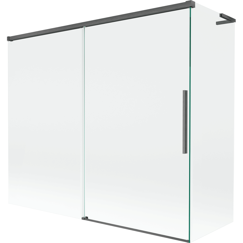 Mexen Rox L vanová zástěna 2-křídlová posuvná 180 + 80 x 150 cm, transparentní, kartáčovaná gun gray - 8C9L-180-080-66-00