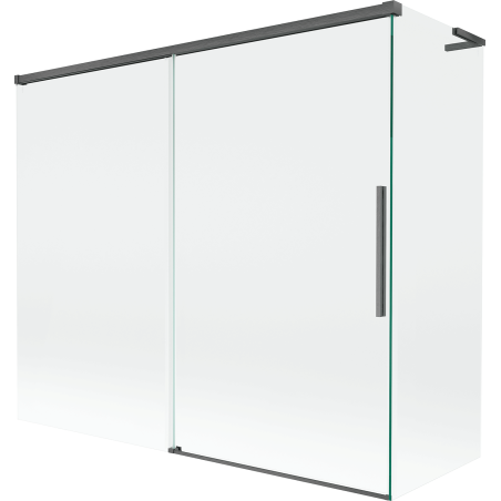 Mexen Rox L vaničková zástěna 2-křídlová posuvná 180 + 90 x 150 cm, transparentní, kartáčovaná gun gray