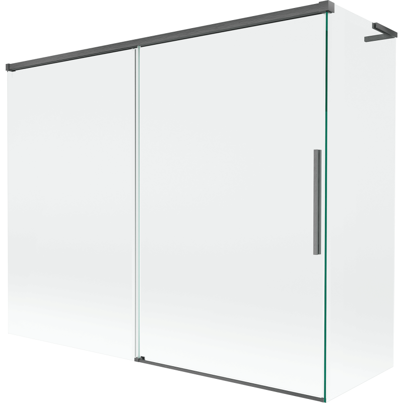 Mexen Rox L vanová zástěna dvoukřídlá posuvná 190 + 90 x 150 cm, průhledná, kartáčovaná pistole šedá - 8C9L-190-090-66-00