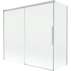 Mexen Rox 2-křídlová posuvná vana s paravánem 160 + 80 x 150 cm, průhledná, kartáčovaný nikl - 8C9-160-080-97-00