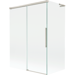 Mexen Rox L vaničkový paravan 2-křídlový posuvný 120 + 70 x 150 cm, transparentní, kartáčovaný nikl