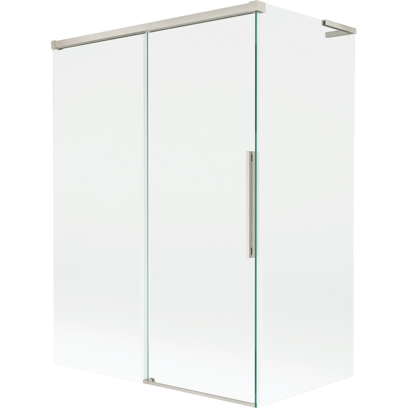 Mexen Rox L vaničkový paravan 2-křídlový posuvný 120 + 70 x 150 cm, transparentní, kartáčovaný nikl