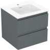 Mexen Rivel koupelnová skříňka 50 cm s umyvadlem Otis, 2 zásuvky, rýhovaná, grafit mat/bílá mat - 91A20-05047-2-BFF66-W18M01