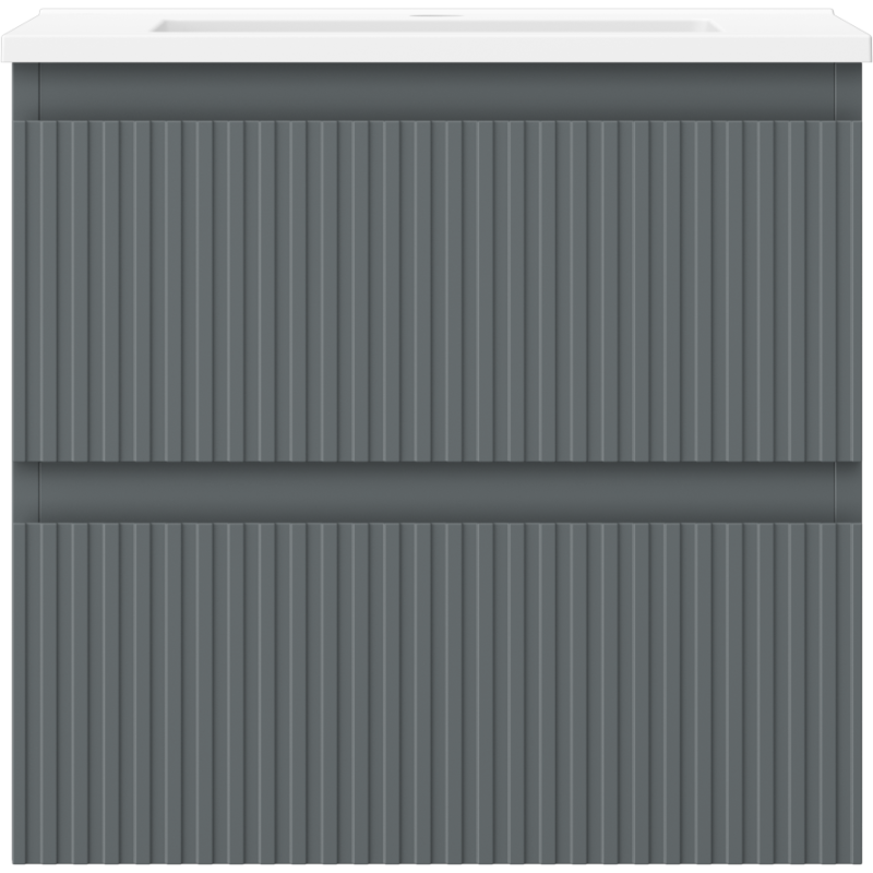 Mexen Rivel koupelnová skříňka 50 cm s umyvadlem Otis, 2 zásuvky, rýhovaná, grafit mat/bílá mat - 91A20-05047-2-BFF66-W18M01