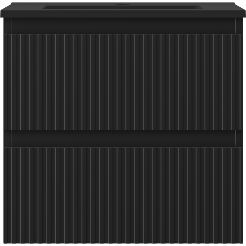 Mexen Rivel koupelnová skříňka 50 cm s umyvadlem Otis, 2 zásuvky, drážkovaná, černý mat - 91A20-05047-2-BFF71-W18M71