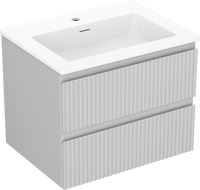 Mexen Rivel koupelnová skříňka 60 cm s umyvadlem Otis, 2 zásuvky, drážkovaná, šedá mat/bílá mat - 91A20-06047-2-BFF62-W18M01