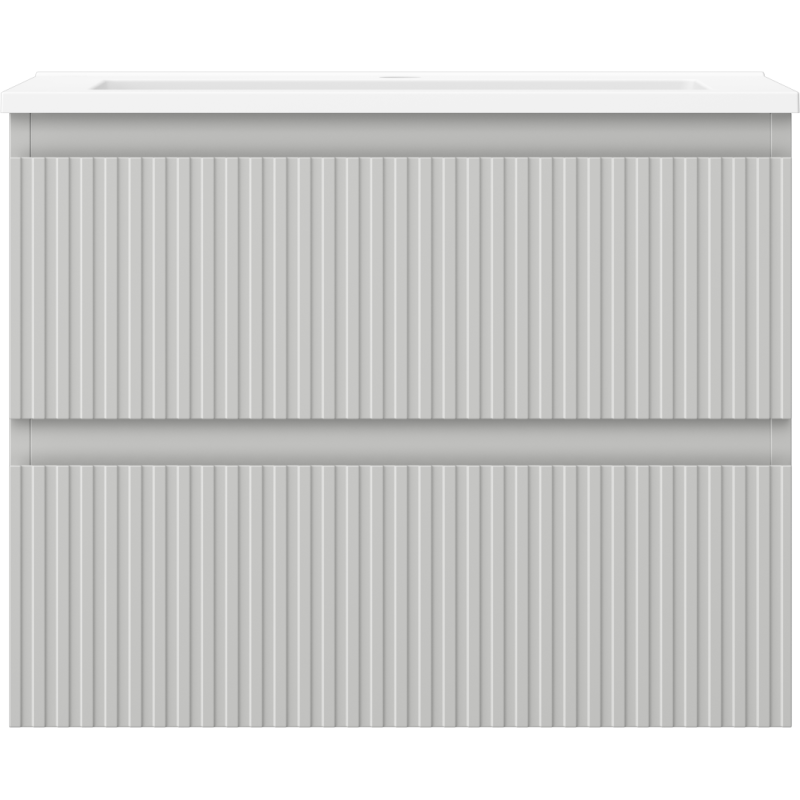 Mexen Rivel koupelnová skříňka 60 cm s umyvadlem Otis, 2 zásuvky, drážkovaná, šedá mat/bílá mat - 91A20-06047-2-BFF62-W18M01