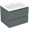 Mexen Rivel koupelnová skříňka 60 cm s umyvadlem Otis, 2 zásuvky, vroubkovaná, grafit mat/bílá mat -