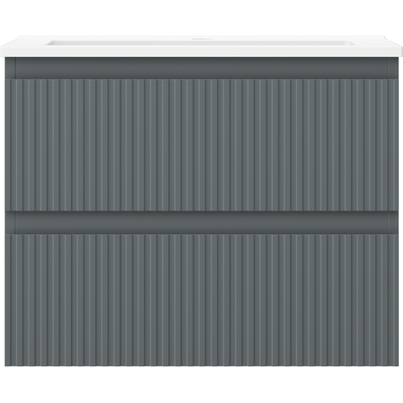 Mexen Rivel koupelnová skříňka 60 cm s umyvadlem Otis, 2 zásuvky, vroubkovaná, grafit mat/bílá mat -