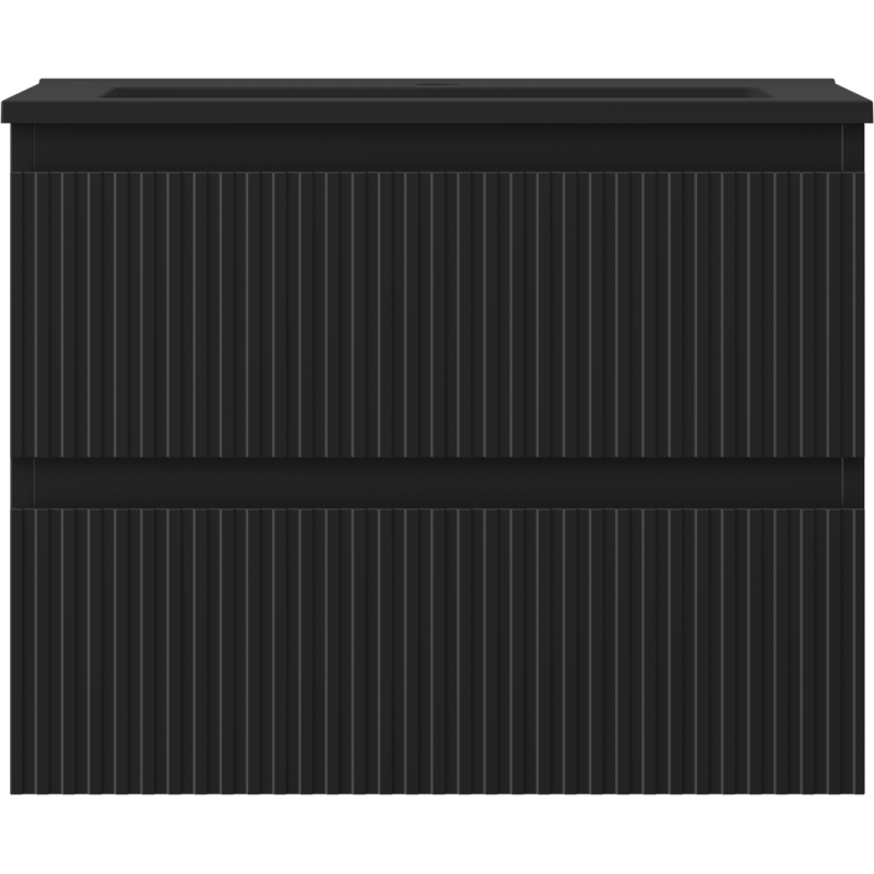 Mexen Rivel koupelnová skříňka 60 cm s umyvadlem Otis, 2 zásuvky, drážkovaná, černý mat - 91A20-06047-2-BFF71-W18M71