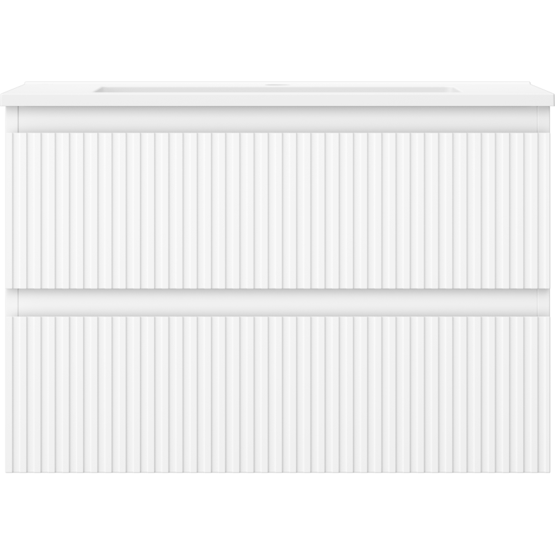 Mexen Rivel koupelnová skříňka 70 cm s umyvadlem Otis, 2 zásuvky, drážkovaná, bílá mat - 91A20-07047-2-BFF01-W18M01