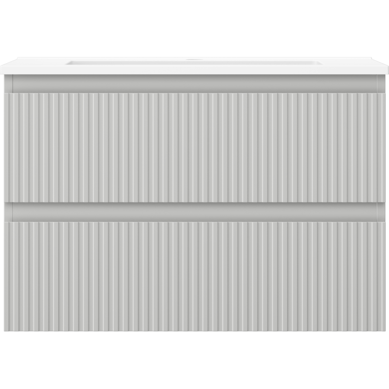 Mexen Rivel koupelnová skříňka 70 cm s umyvadlem Otis, 2 zásuvky, drážkovaná, šedá mat/bílá mat - 91A20-07047-2-BFF62-W18M01