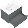 Mexen Rivel koupelnová skříňka 70 cm s umyvadlem Otis, 2 zásuvky, žebrovaná, grafit mat/bílá mat -