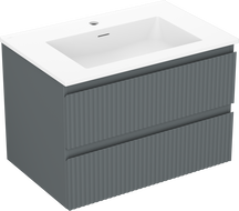 Mexen Rivel koupelnová skříňka 70 cm s umyvadlem Otis, 2 zásuvky, žebrovaná, grafit mat/bílá mat -