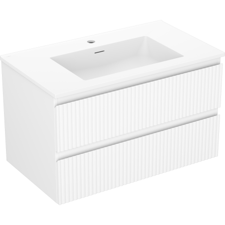 Mexen Rivel koupelnová skříňka 80 cm s umyvadlem Otis, 2 zásuvky, drážkovaná, bílá mat - 91A20-08047-2-BFF01-W18M01