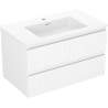 Mexen Rivel koupelnová skříňka 80 cm s umyvadlem Otis, 2 zásuvky, drážkovaná, bílá mat - 91A20-08047-2-BFF01-W18M01