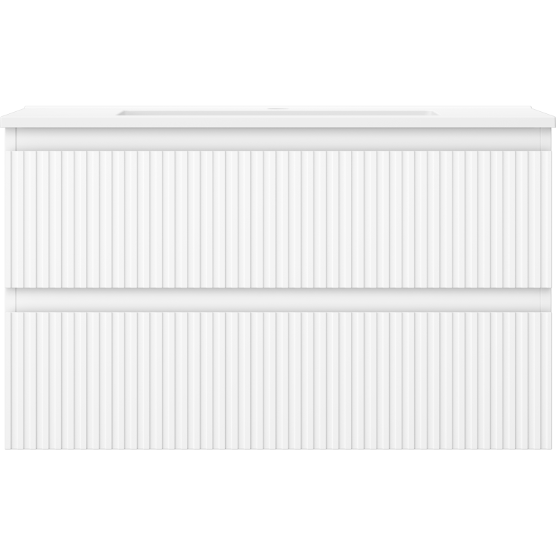 Mexen Rivel koupelnová skříňka 80 cm s umyvadlem Otis, 2 zásuvky, drážkovaná, bílá mat - 91A20-08047-2-BFF01-W18M01