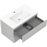 Mexen Rivel koupelnová skříňka 80 cm s umyvadlem Otis, 2 zásuvky, rýhovaná, šedá mat/bílá mat - 91A20-08047-2-BFF62-W18M01