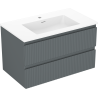 Mexen Rivel koupelnová skříňka 80 cm s umyvadlem Otis, 2 zásuvky, drážkovaná, grafit mat/bílá mat -