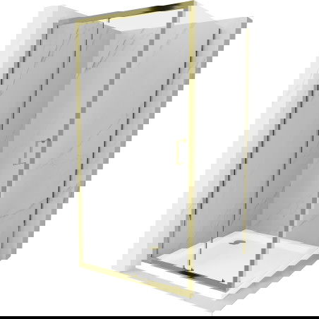 Mexen Apia posuvná sprchová kabina 90 x 90 cm, transparentní, zlatá + sprchová vanička Flat, bílá- 840-090-090-50-00-4010G