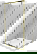 Mexen Apia posuvná sprchová kabina 90 x 90 cm, transparentní, zlatá + sprchová vanička Flat, bílá- 840-090-090-50-00-4010G