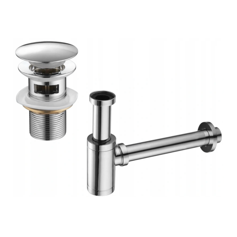 Mexen půlsifon umyvadlový kulatý s klik-klak zátkou, s přepadem, chrom - 7992050-00