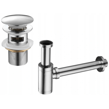 Mexen půlsifon umyvadlový kulatý s klik-klak zátkou, s přepadem, chrom - 7992050-00