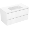 Mexen Rivel koupelnová skříňka 90 cm s umyvadlem Otis, 2 zásuvky, rýhovaná, bílá mat - 91A20-09047-2-BFF01-W18M01