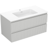 Mexen Rivel koupelnová skříňka 90 cm s umyvadlem Otis, 2 zásuvky, drážkovaná, šedá mat/bílá mat - 91A20-09047-2-BFF62-W18M01