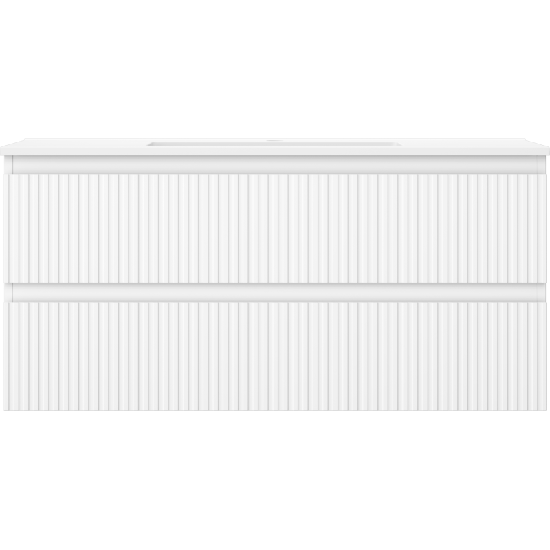 Mexen Rivel koupelnová skříňka 100 cm s umyvadlem Otis, 2 zásuvky, drážkovaná, bílá mat - 91A20-10047-2-BFF01-W18M01