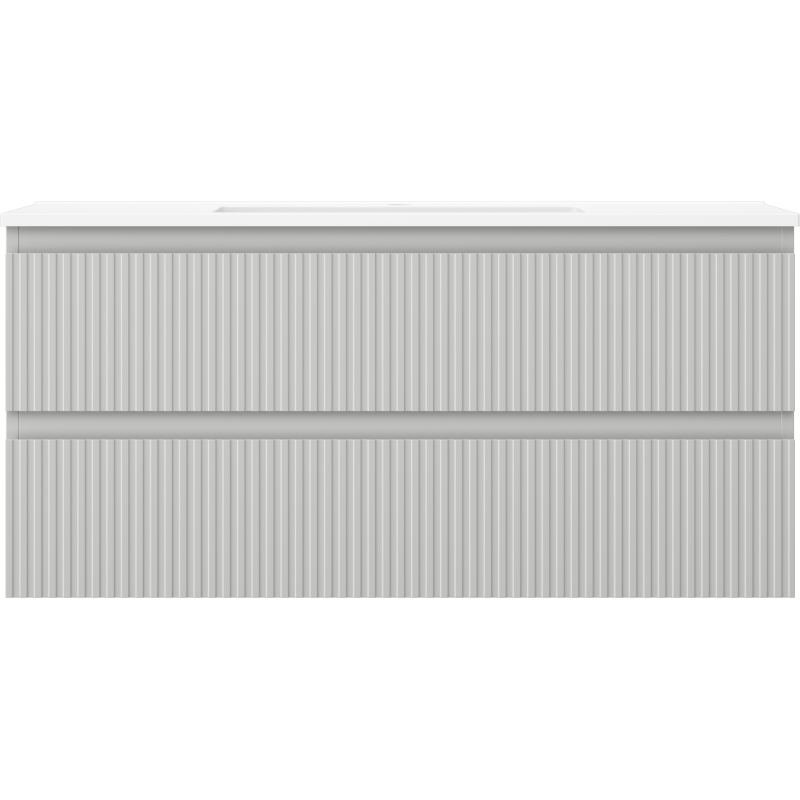 Mexen Rivel koupelnová skříňka 100 cm s umyvadlem Otis, 2 zásuvky, rýhovaná, šedá mat/bílá mat