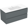 Mexen Rivel koupelnová skříňka 100 cm s umyvadlem Otis, 2 zásuvky, drážkovaná, grafit mat/bílá mat -