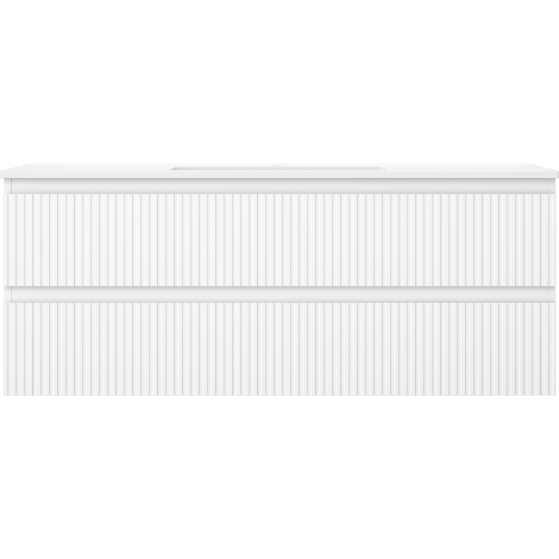 Mexen Rivel koupelnová skříňka 120 cm s umyvadlem Otis, 2 zásuvky, drážkovaná, bílá mat - 91A20-12047-2-BFF01-W18M01