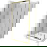 Mexen Apia sprchový kout posuvný 140 x 80 cm, transparentní, zlatý + sprchová vanička Flat, bílá - 840-140-080-50-00-4010G